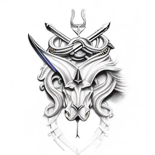 two cavalry swords crossed tattoo design idea