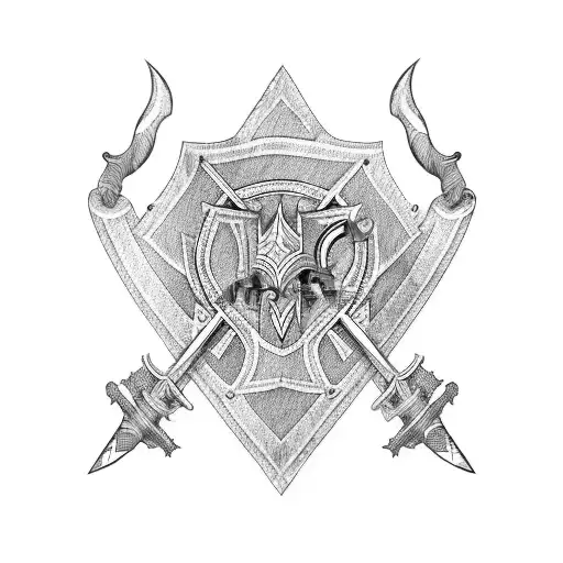 two cavalry swords tattoo design idea