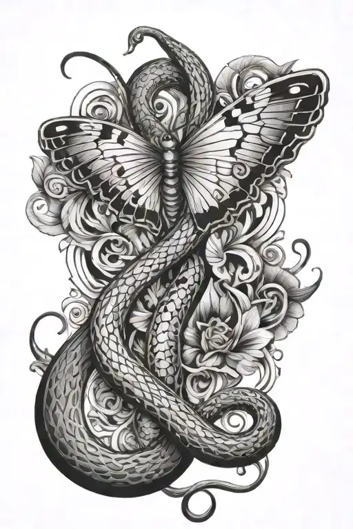 snakes bible quo butterfly  tattoo design idea
