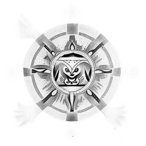 tribal tattoo incorporate the number eight and lao asian and mexican inspiration tattoo design idea