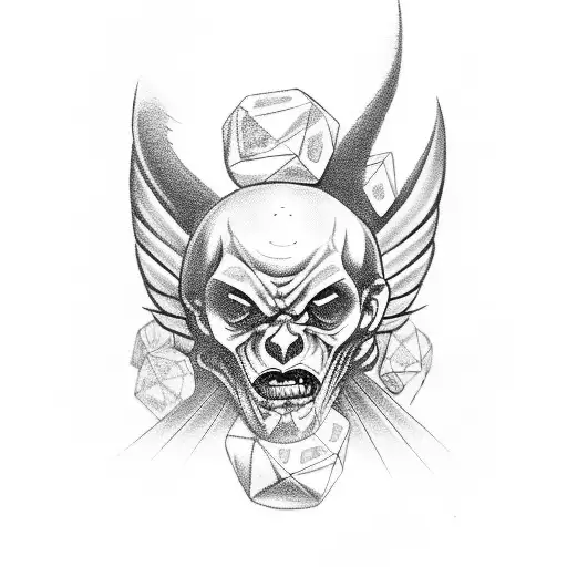 devils roll the dice, angels roll their eyes tattoo design idea