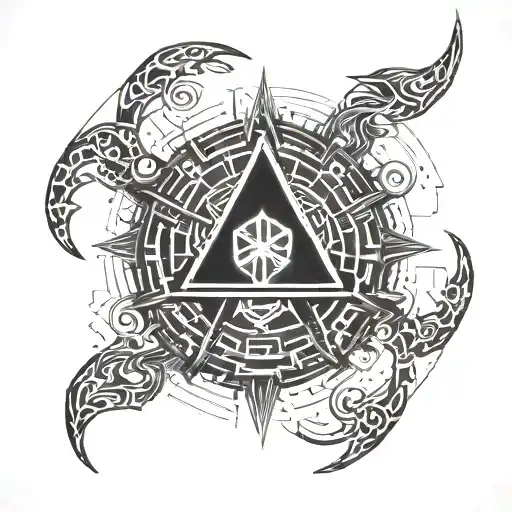 Triple horn of odin god tattoo design idea