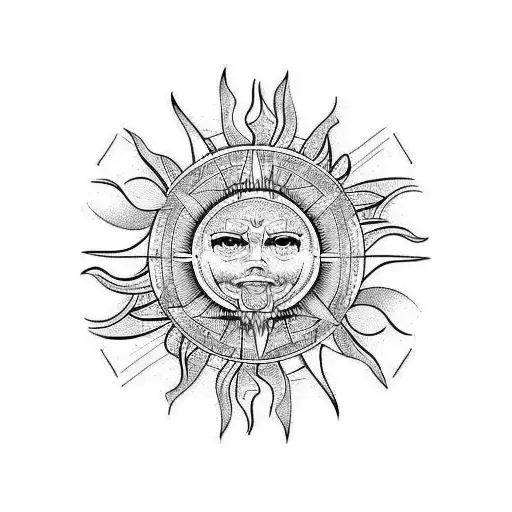 sun rays, ocean waves below that  tattoo design idea