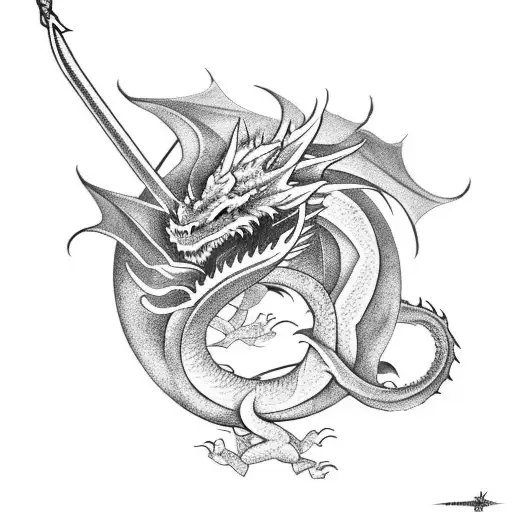 dragon with clouds tattoo design idea
