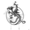 dragon with clouds tattoo design idea