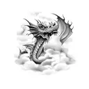 dragon with clouds tattoo design idea