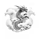dragon with clouds tattoo design idea