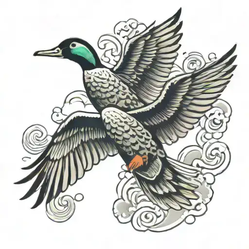 ducks flying  tattoo design idea