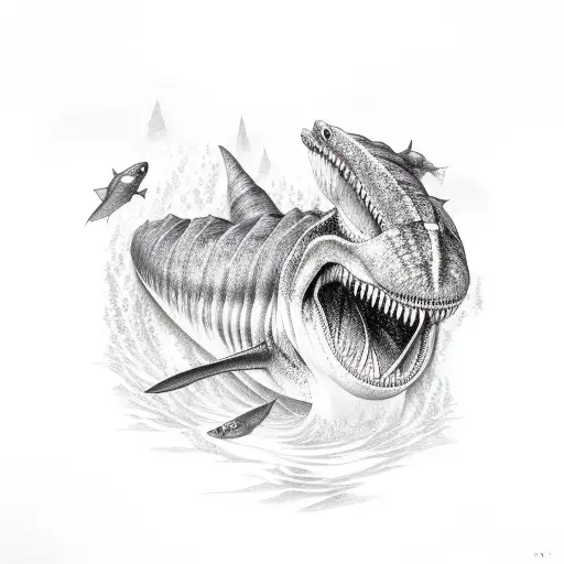 mosasaurus fossil tattoo design idea