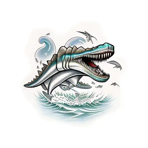 mosasaurus skeleton  tattoo design idea