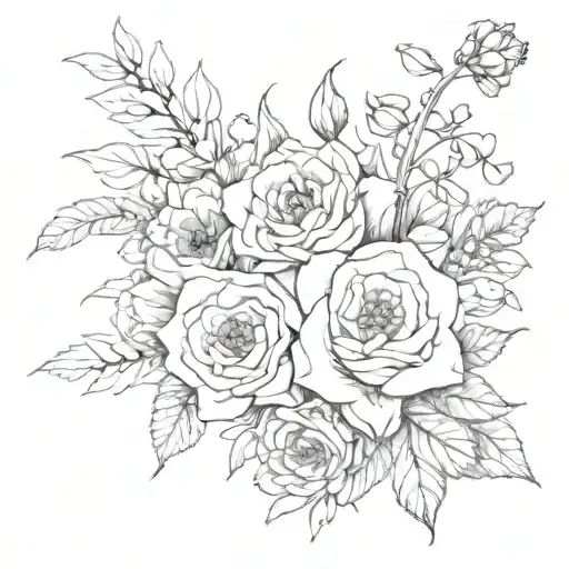 2001 and flowers  tattoo design idea