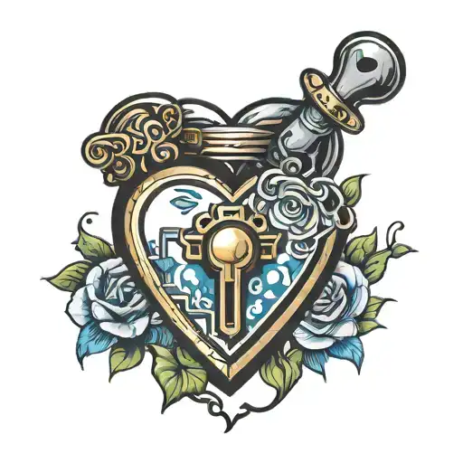 i love jay in love heart shaped lock tattoo design idea