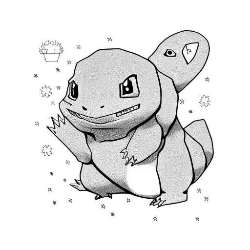 charmander and cubone holding hands with cubone holding balloons tattoo design idea