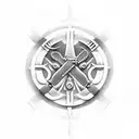 A lifeguard symbol merged with a Greek god or goddess tattoo design idea
