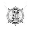 A lifeguard symbol merged with a Greek god or goddess tattoo design idea