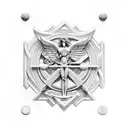 A lifeguard symbol merged with a Greek god or goddess tattoo design idea