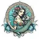siren mermaid tattoo design idea