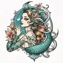 siren mermaid tattoo design idea