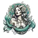 siren mermaid tattoo design idea