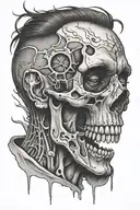 men with an open skull crying  tattoo design idea