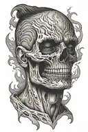 men with an open skull crying  tattoo design idea