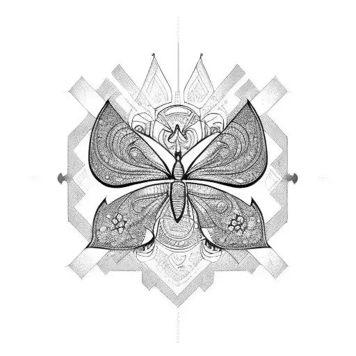 mariposa con cabera adentro tattoo design idea