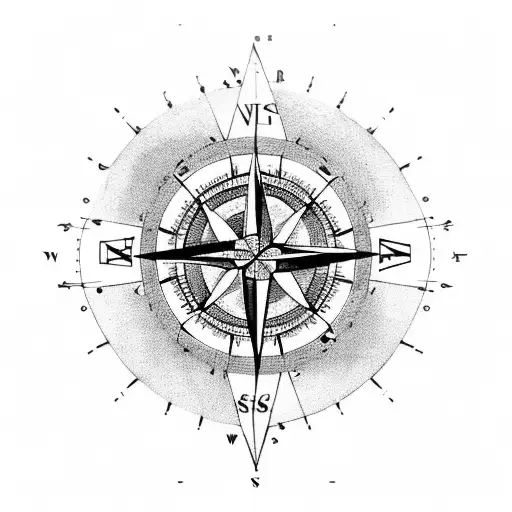 A compass with binary code directions tattoo design idea