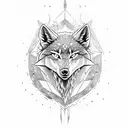 wolfhead in front of star from the witcher tattoo design idea