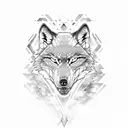 wolfhead in front of star from the witcher tattoo design idea