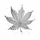 A cosmic marijuana leaf with intricate dotwork detailing tattoo design idea