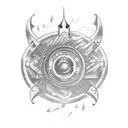 engine camshaft as a pen writing on paper, art noir tattoo design idea