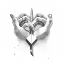 Hand, broken heart, knife, anime tattoo design idea