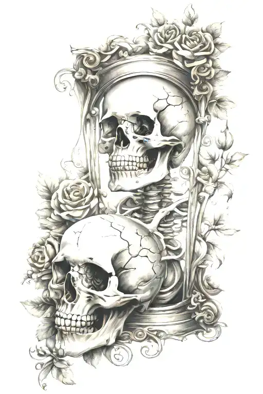 topic is memento mori and carpe diem. and quote as well. use rose, sandglass, and skull/bones. and I  tattoo design idea
