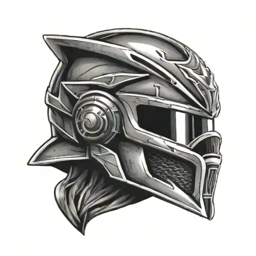 black power ranger helmet tattoo design idea
