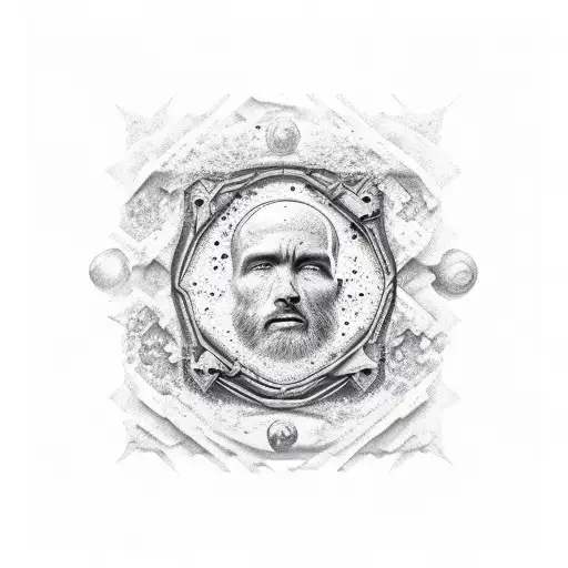 creation of adam mixed with universe tattoo design idea