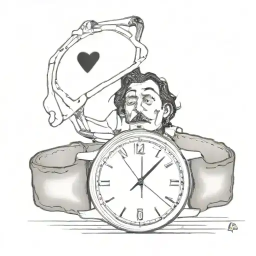 dali's flowing watch in a joker card tattoo design idea