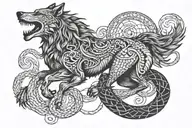 wolf horse and snake intertwined tattoo design idea