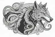 a logo of a wolf mixed with a snake mixed with a horse tattoo design idea