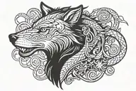a logo of a wolf mixed with a snake mixed with a horse tattoo design idea