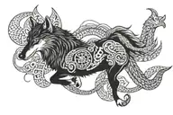 wolf horse and snake intertwined tattoo design idea