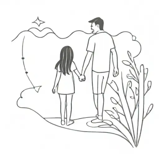matching stepdad and step daughter tattoo design idea