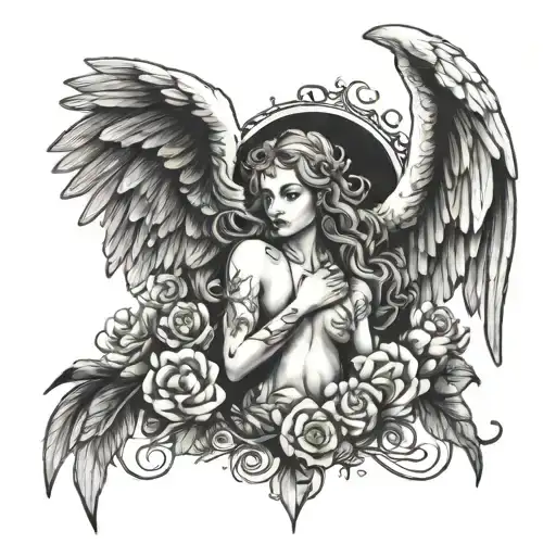seraphim angel tattoo design idea