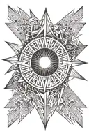 sun emanating sun rays asymmetrical lines tattoo design idea