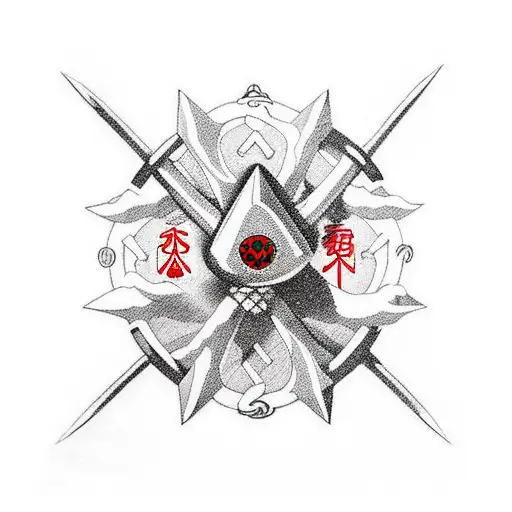Minato's kunai with ropes and bells tattoo design idea