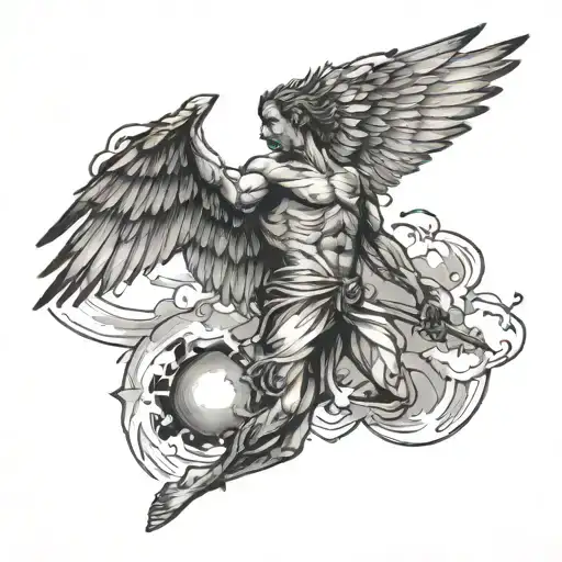 icarus daedalus falling fromy sky filled tattoo design idea