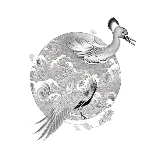 Crane tattoo design idea