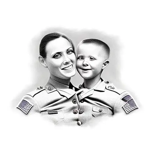 wife, son daughter. Army Infantry 11B tattoo design idea