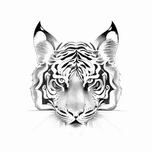 Race car with inline 6 engine exhaust transforming into Korean tiger stripes tattoo design idea