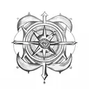 anchor with compass, ace of spades, king of hearts tattoo design idea