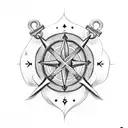 anchor with compass, ace of spades, king of hearts tattoo design idea
